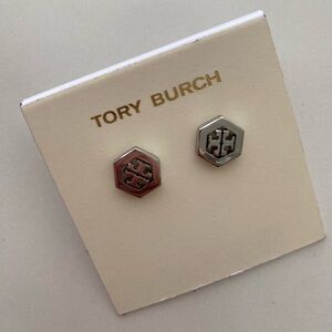 Tory Burch Hex Logo Earrings (Silver)